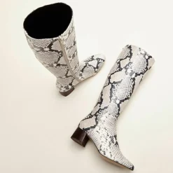 Cosmoparis Bottes|Bottes en Cuir Carlotine façon animal gris/noir