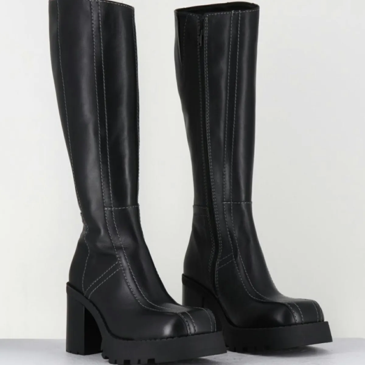 E8 By Miista Bottes|Bottes en Cuir dulce noires - Talon : 9.5cm
