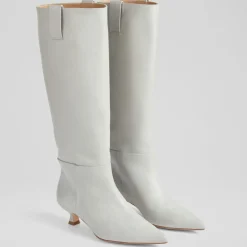 L.K. Bennett Bottes|Bottes en Cuir Eden gris clair - Talon 4,5 cm