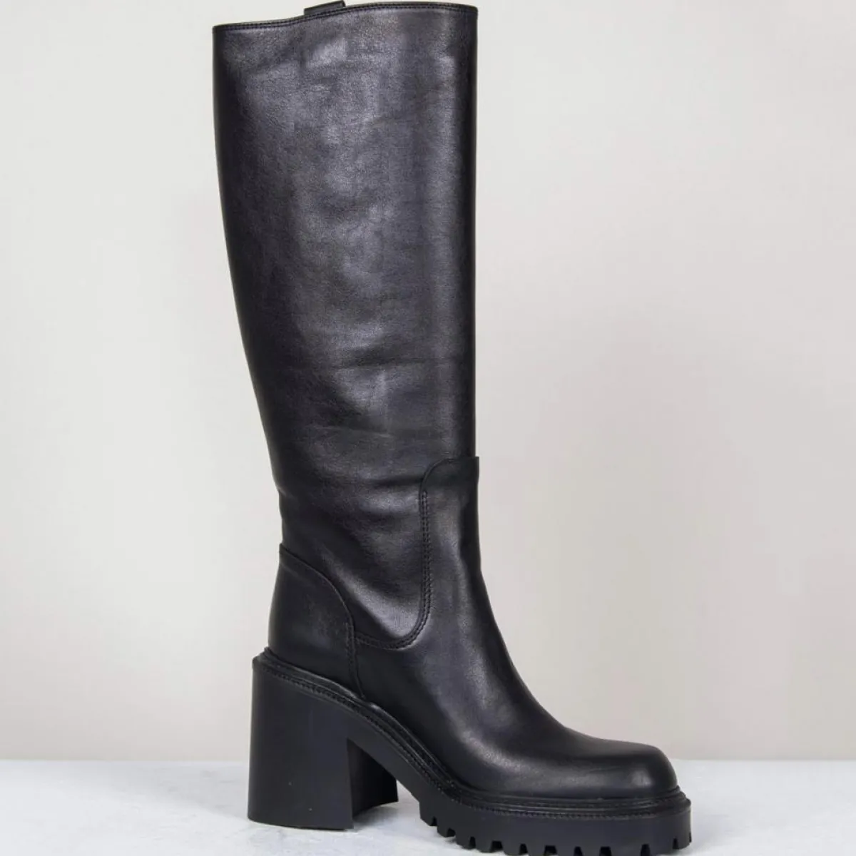 Vic Matie Bottes|Bottes en Cuir noires - Talon 8 cm