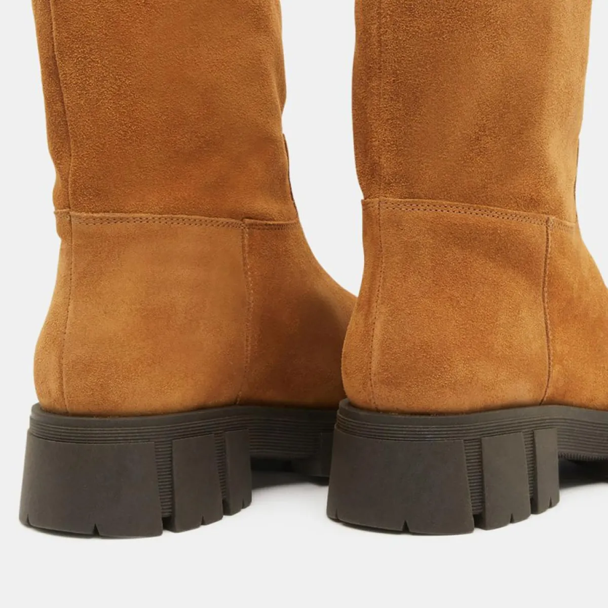 Galeries Lafayette Bottines|Bottes en Cuir semelle épaisse camel - Talon 4 cm