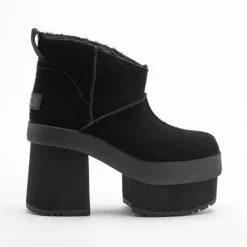 Ugg Bottines|Bottes en Velours de Cuir New Heights Platform Mini noires - Talon 11,4 cm