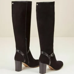 Cosmoparis Bottes|Bottes en Velours de Cuir Chloee noires - Talon 7 cm