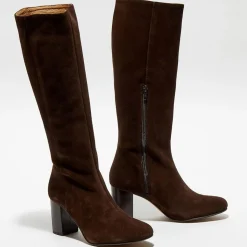 Apologie Bottes|Bottes en Velours de Cuir Lara marron - Talon 8 cm