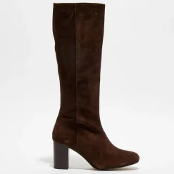 Apologie Bottes|Bottes en Velours de Cuir Lara marron - Talon 8 cm