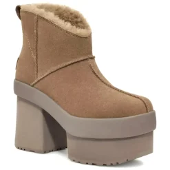 Ugg Bottines|Bottes en Velours de Cuir New Heights Platform Mini marron - Talon 11.4 cm