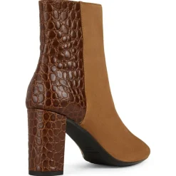 Geox Bottines|Bottines en Cuir & Velours de Cuir Pheby 80 cognac - Talon 8 cm