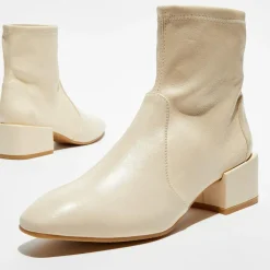 Stuart Weitzman Bottines|Bottines en Cuir Accordion vanille - Talon 5 cm