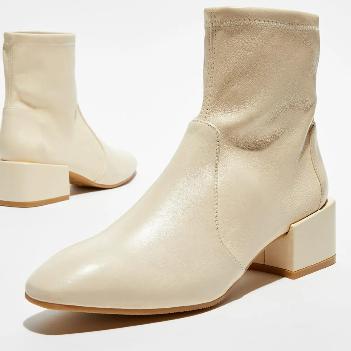 Stuart Weitzman Bottines|Bottines en Cuir Accordion vanille - Talon 5 cm