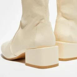 Stuart Weitzman Bottines|Bottines en Cuir Accordion vanille - Talon 5 cm