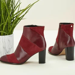 Cosmoparis Bottines|Bottines en Cuir bi-matière Cleos bordeaux - Talon 7 cm
