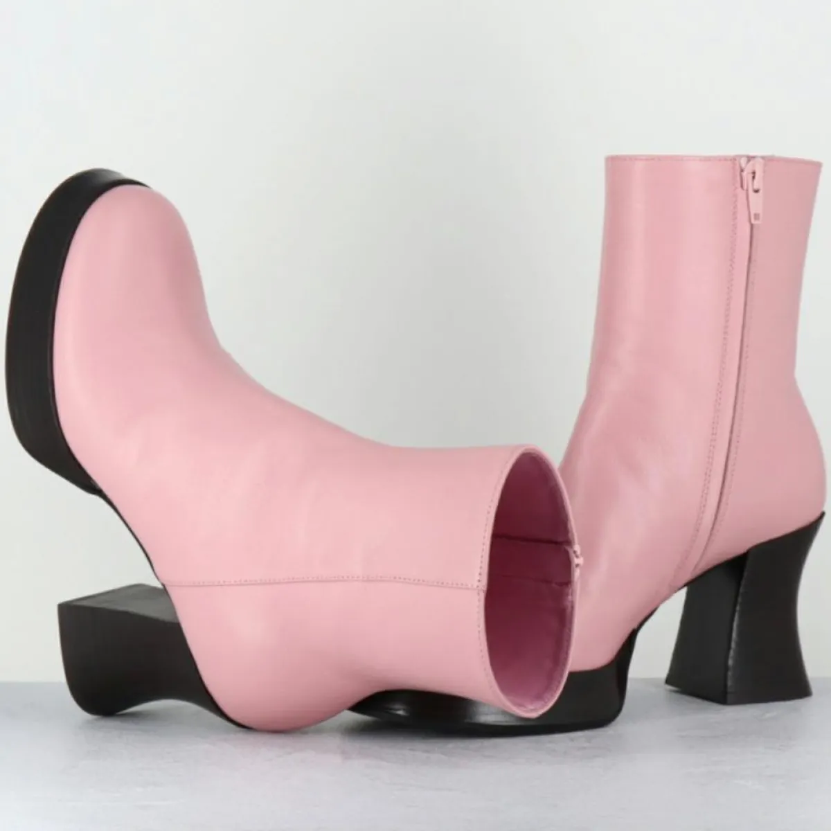 Garrice Lab Bottines|Bottines en Cuir blau roses - Talon : 7.5cm