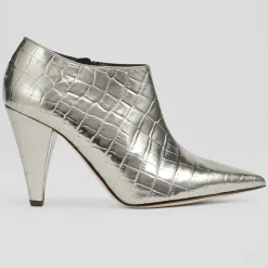 L.K. Bennett Bottines|Bottines en Cuir croco Talulla argentées - Talon 9 cm