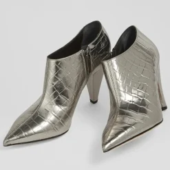 L.K. Bennett Bottines|Bottines en Cuir croco Talulla argentées - Talon 9 cm