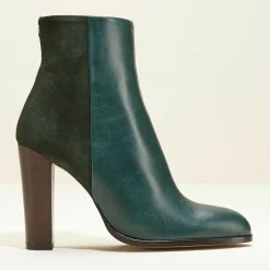 Cosmoparis Bottines|Bottines en Cuir et Velours de Cuir Cecillia forêt - Talon 11 cm