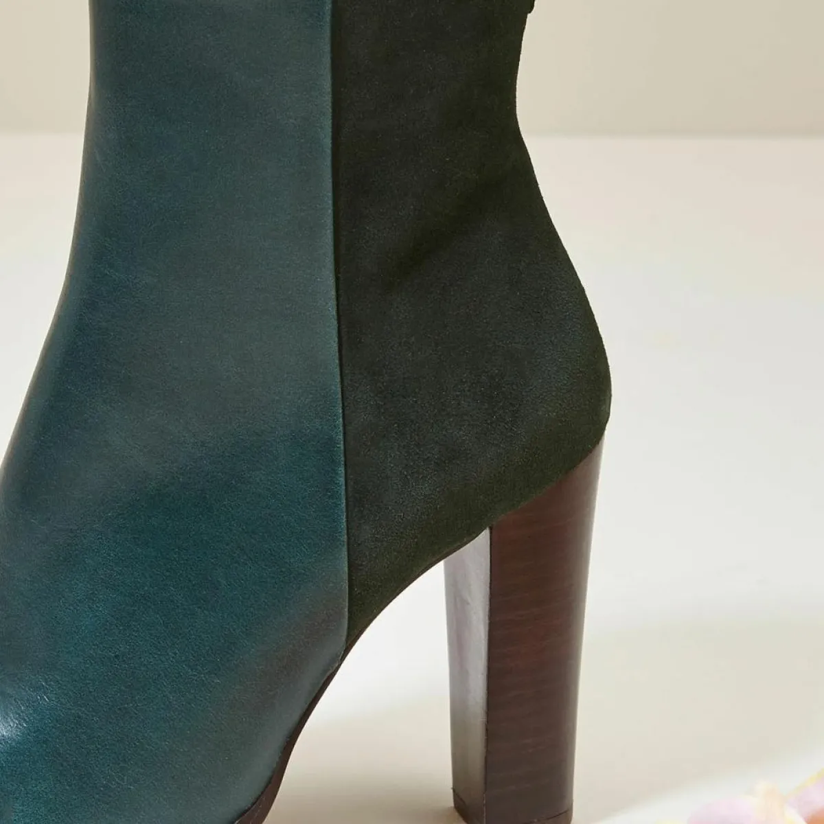 Cosmoparis Bottines|Bottines en Cuir et Velours de Cuir Cecillia forêt - Talon 11 cm