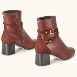 Cosmoparis Bottines|Bottines en Cuir et Velours de Cuir Zolana marron - Talon 5 cm