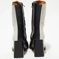 Apologie Bottines|Bottines en Cuir Nicole bicolore noir/beige - Talon 8,5 cm