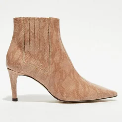 Apologie Bottines|Bottines en Cuir python Suzanne rose/marron - Talon 7 cm