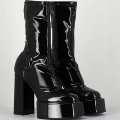 3Juin Bottines|Bottines en Cuir verni Victoria noires - Talon 11.5 cm