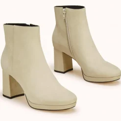 Cosmoparis Bottines|Bottines en Velours de Cuir Zorine beiges - Talon 7 cm