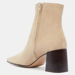 Flattered Bottines|Bottines en Velours de Cuir beiges - Talon 7 cm