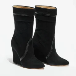Hotel Particulier Bottines|Bottines en Velours de Cuir noires - Talon 10 cm