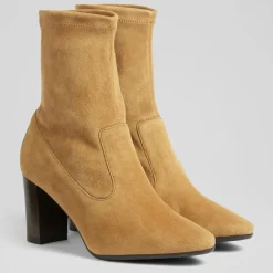 L.K. Bennett Bottines|Bottines en Velours de Cuir Alice cognac - talon 7.5 cm