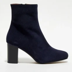 Apologie Bottines|Bottines en Velours de Cuir Ginny marine - Talon 7,5 cm