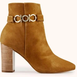 Cosmoparis Bottines|Bottines en Velours de Cuir Reina tabac - Talon 8 cm