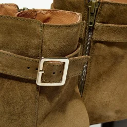 Apologie Bottines|Bottines en Velours de Cuir Pia kaki - Talon 7,5 cm