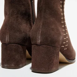 Anaki Bottines|Bottines en Velours de Cuir chocolat - Talon 5 cm