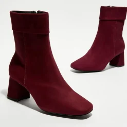 Galeries Lafayette Bottines|Bottines revers col rouge bordeaux