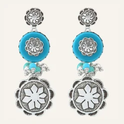 Reminiscence Boucles D'Oreilles|Boucles d'oreilles Amazones Jade & Howlite argenté/turquoise