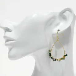 Moonstone Boucles D'Oreilles|Boucles d'oreilles Claudia Agate multicolore en laiton doré