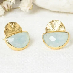 Moonstone Boucles D'Oreilles|Boucles d'oreilles Estela Aventurine en laiton doré