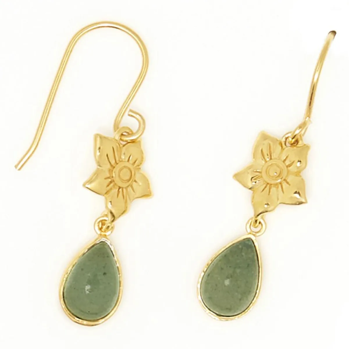 Moonstone Boucles D'Oreilles|Boucles d'oreilles Louisa Aventurine en laiton doré