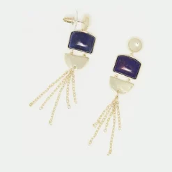 Moonstone Boucles D'Oreilles|Boucles d'oreilles Peryne Lapis en Laiton doré