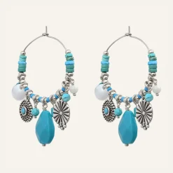 Reminiscence Boucles D'Oreilles|Boucles d'oreilles Positano multipierres argenté/turquoise