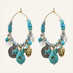 Reminiscence Boucles D'Oreilles|Boucles d'oreilles Positano multipierres argenté/turquoise