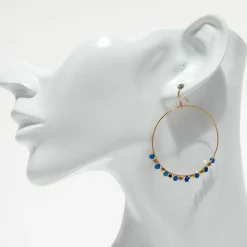 Moonstone Boucles D'Oreilles|Boucles d'Oreilles Roberta Jade bleu en laiton doré