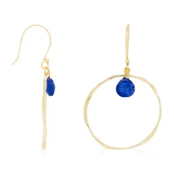 Moonstone Boucles D'Oreilles|Boucles d'oreilles Véro Lapis Lazuli en laiton doré