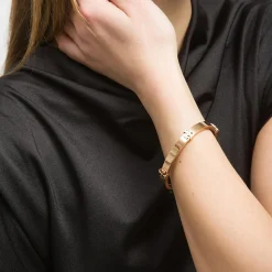 Tory Burch Bracelets|Bracelet à charnière avec logo classique rose doré