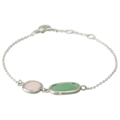 Moonstone Bracelets|Bracelet Zoé Aventurine & Quartz en laiton argenté