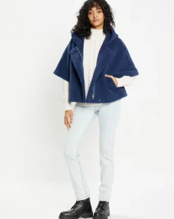 Lou Andrea Vestes, Blousons|Cape en Fausse Fourrure Td02 Mont indigo