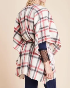 Le Chat Vestes, Blousons|Cape Essentiel à carreaux écru/rouge/noir