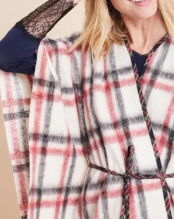 Le Chat Vestes, Blousons|Cape Essentiel à carreaux écru/rouge/noir