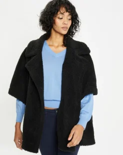 Lou Andrea Vestes, Blousons|Cape réversible en Fausse Fourrure Mont noire