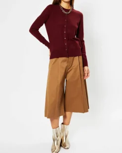 Galeries Lafayette Gilets Et Cardigans|Cardigan 100% Cachemire Yacao col rond rouge foncé