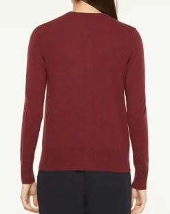 Galeries Lafayette Gilets Et Cardigans|Cardigan 100% Cachemire Yacao col rond rouge foncé